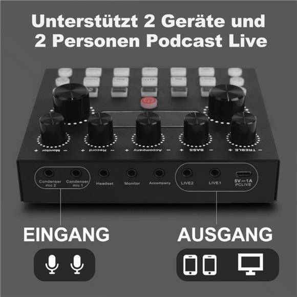 Podcast Equipment Bundle,Audio Interface with DJ Mixer and Studio Broadcast Mic - Picture 6 of 7